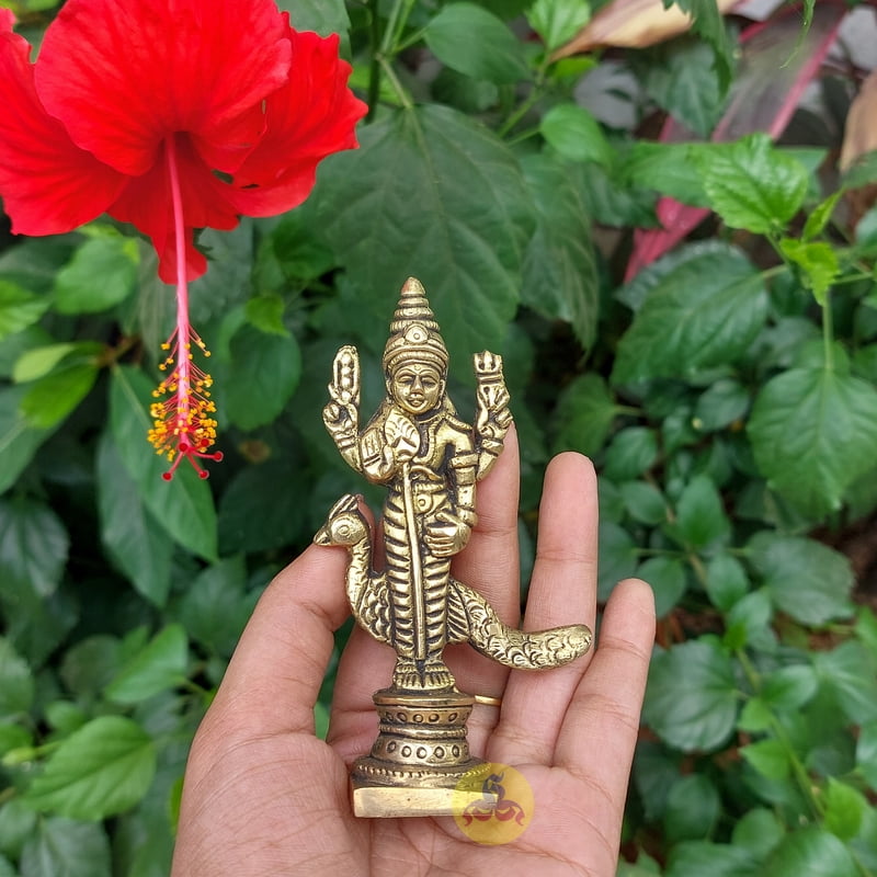 Lord Murugan statue -  4 inches - Brass