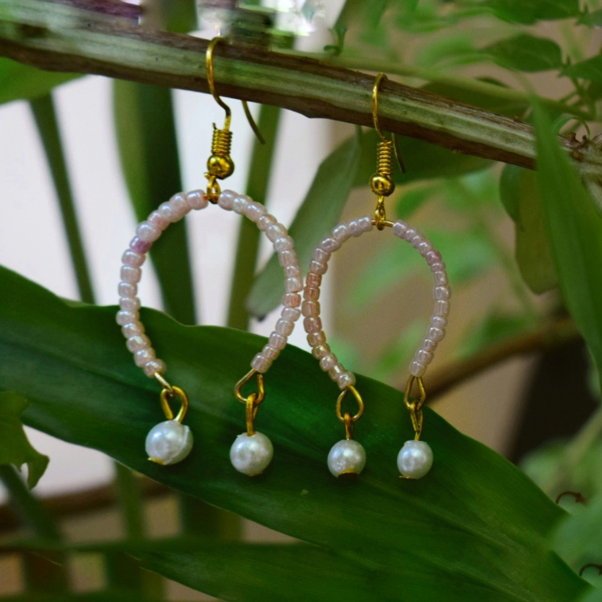 Beaded hoop earring