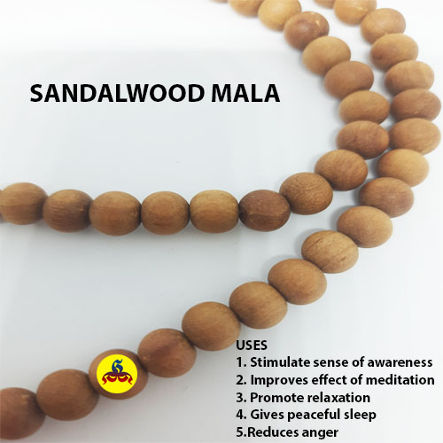 Buy RDK Sandalwood Processed Photo Frame Mala Chandan Scented Wooden Chaal  Wooden Garland for Photos of Loved Ones Traditional Mala for God, Ancestors  and Pitra, Pooja Room (30 Inches) Online at Best